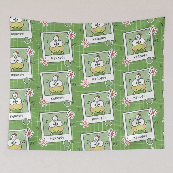 Item preview, Cute Nostalgic Green Frog and Rain Buddy - Kawaii Retro Green Grid Polaroid Sticker designed and sold by William Cano.