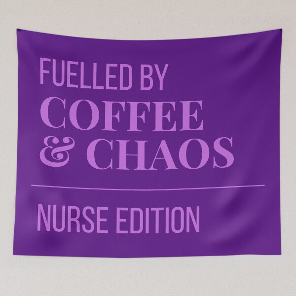 Item preview, Fuelled by Coffee and Chaos Nurse Edition - Funny Nurse Gift Sticker Lilac designed and sold by leoshe.