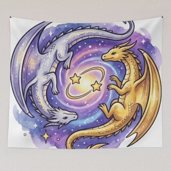 Item preview, Celestial Yin Yang Dragons | Cosmic Fantasy Dragon Galaxy Art | Cute Dragon Lovers Space Illustration designed and sold by Cosmic Doodle Co..