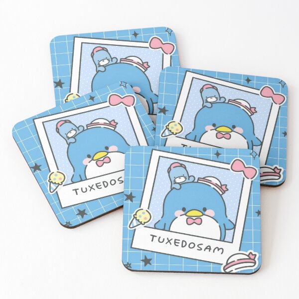 Item preview, Cute Nostalgic Blue Penguin and Seal - Kawaii Retro Blue Grid Polaroid Sticker designed and sold by Billy Morfo™.
