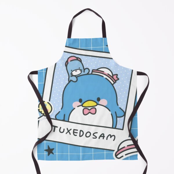 Item preview, Cute Nostalgic Blue Penguin and Seal - Kawaii Retro Blue Grid Polaroid Sticker designed and sold by William Cano.