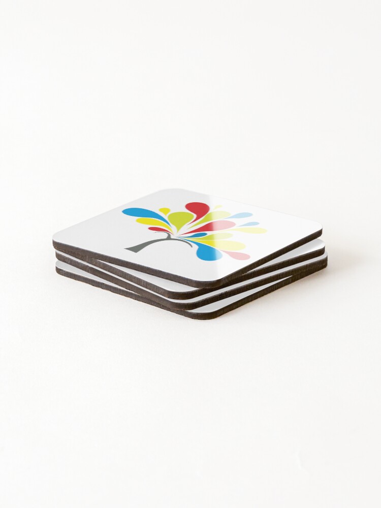 Thumbnail 4 of 5, Coasters (Set of 4), Colorful Abstract Splash Tree DesignAbstract Tree designed and sold by RMTrendy.