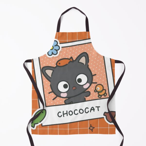 Item preview, Cute Nostalgic Black Kitten and Fish - Kawaii Retro Orange Grid Polaroid Sticker designed and sold by William Cano.