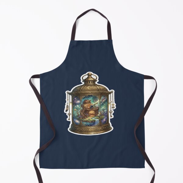 Item preview, The Stargazer's Lantern | Fantasy Celestial Lantern Sticker | Cozy Observatory Miniature World Illustration designed and sold by CreativeNest Prints.