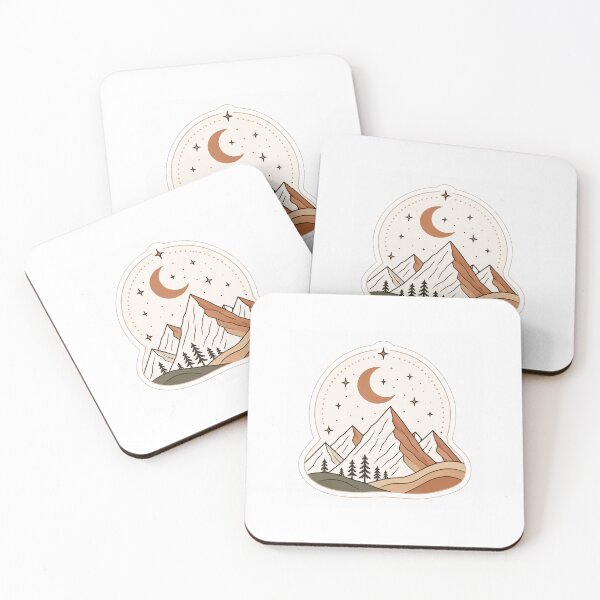 Item preview, Minimalist Mountains and Crescent Moon Line Art designed and sold by Monesh-Studio.