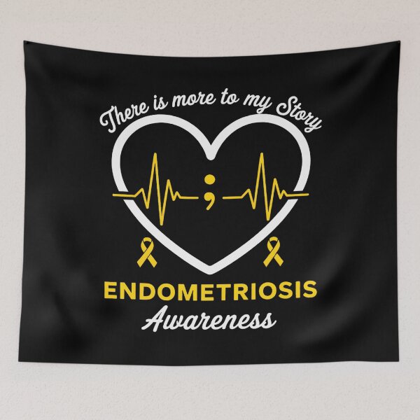 Item preview, Endometriosis Awareness Semicolon Heartbeat Yellow Ribbon designed and sold by SapfireStuArt.