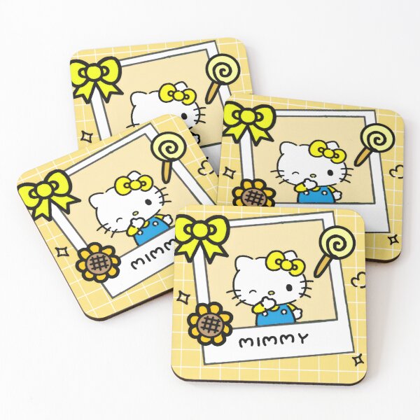 Item preview, Cute Nostalgic White Twin Kitten - Kawaii Retro Yellow Grid Polaroid Sticker designed and sold by William Cano.