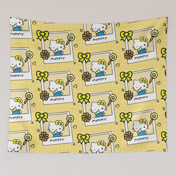 Item preview, Cute Nostalgic White Twin Kitten - Kawaii Retro Yellow Grid Polaroid Sticker designed and sold by William Cano.