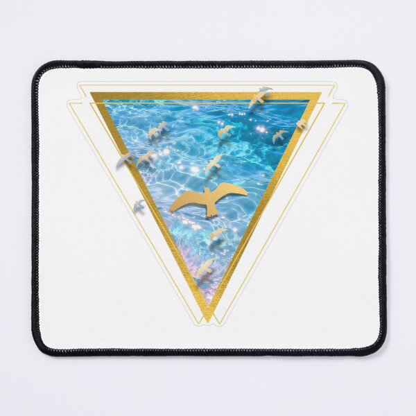 Item preview, Golden Geometric Triangle Ocean Birds Art designed and sold by Arita-store.
