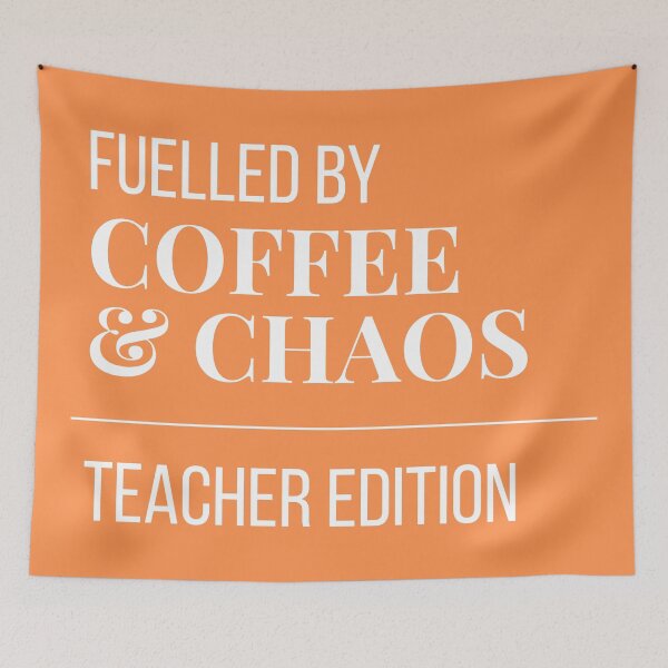 Item preview, Fuelled by Coffee and Chaos Teacher Edition — Funny Teacher Gift Sticker - Yellow designed and sold by leoshe.