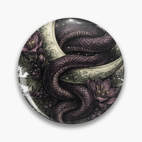 Item preview, Snake Crescent Moon Dark Mystical Witchy Tattoo Style Design designed and sold by irfanshikh.