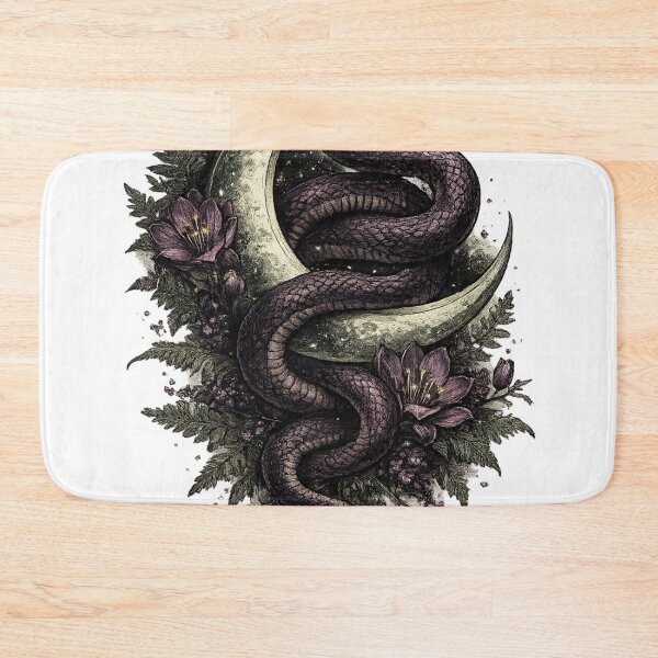 Item preview, Snake Crescent Moon Dark Mystical Witchy Tattoo Style Design designed and sold by irfanshikh.