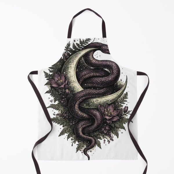 Item preview, Snake Crescent Moon Dark Mystical Witchy Tattoo Style Design designed and sold by irfanshikh.