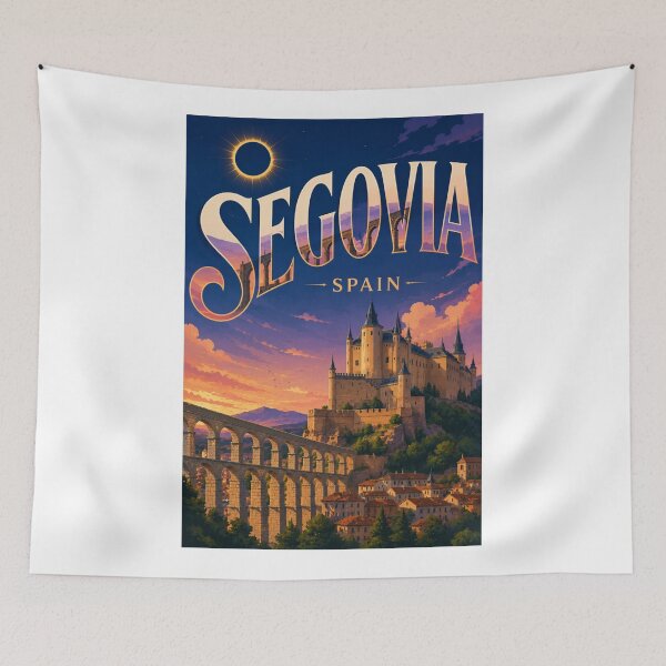 Item preview, Segovia Aqueduct Alcazar and Eclipse Over Segovia Spain designed and sold by Aryabek.