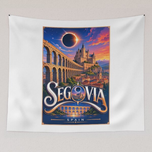 Item preview, Segovia Aqueduct Castle with an Eclipse Over Spain designed and sold by Aryabek.