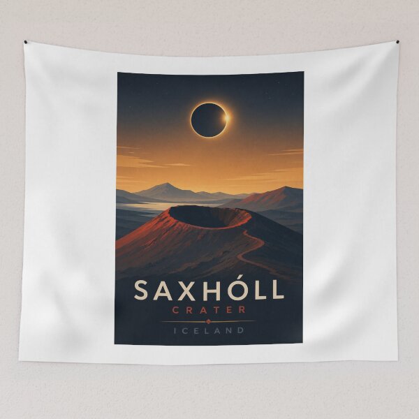 Item preview, Saxholl Crater Volcanic Landscape Iceland Eclipse Horizon designed and sold by Aryabek.