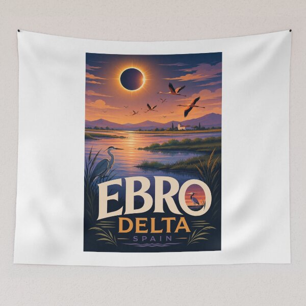 Item preview, Ebro Delta Wetlands Eclipse and Migratory Birds Spain designed and sold by Aryabek.
