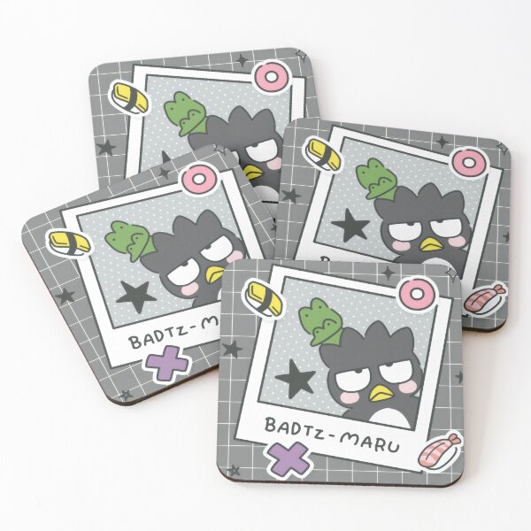 Item preview, Cute Grumpy Black Penguin Sushi Club - Kawaii Retro Gray Grid Polaroid Sticker designed and sold by Billy Morfo™.