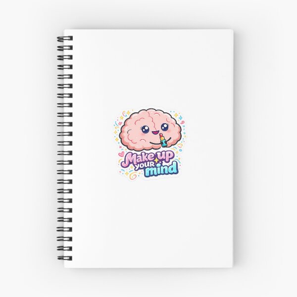 Item preview, Make Up Your Mind Cute Brain Sticker | Funny Makeup Pun | Kawaii Brain Cartoon | Beauty Lover Gift designed and sold by StyloStudio.