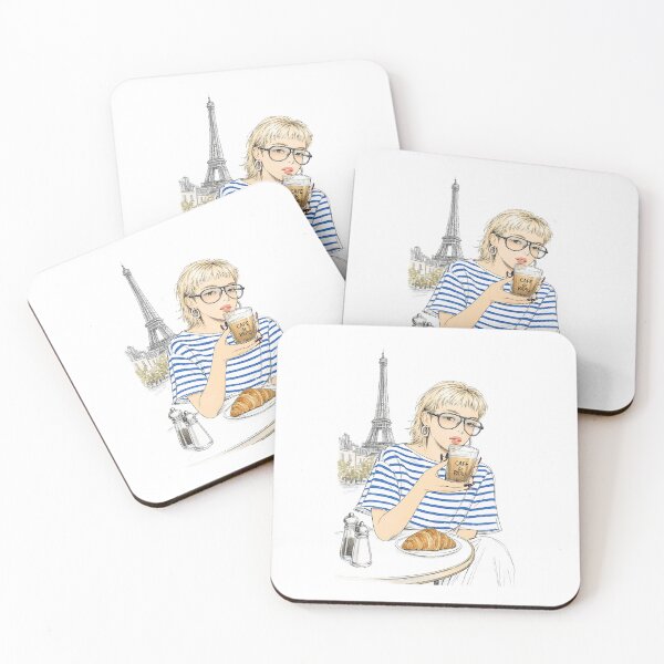 Item preview, Paris Café Morning – Chic French Fashion Illustration with Croissant & Eiffel Tower designed and sold by Ramona-Gliga.