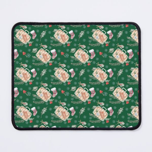 Item preview, Watercolor Merry Christmas Gift Pattern | Cozy Holiday Seamless Pattern with Wooden Gift Boxes, Mistletoe & Winter Greenery designed and sold by SashaZinch.