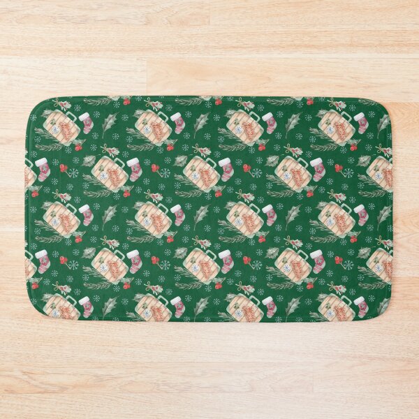 Item preview, Watercolor Merry Christmas Gift Pattern | Cozy Holiday Seamless Pattern with Wooden Gift Boxes, Mistletoe & Winter Greenery designed and sold by SashaZinch.