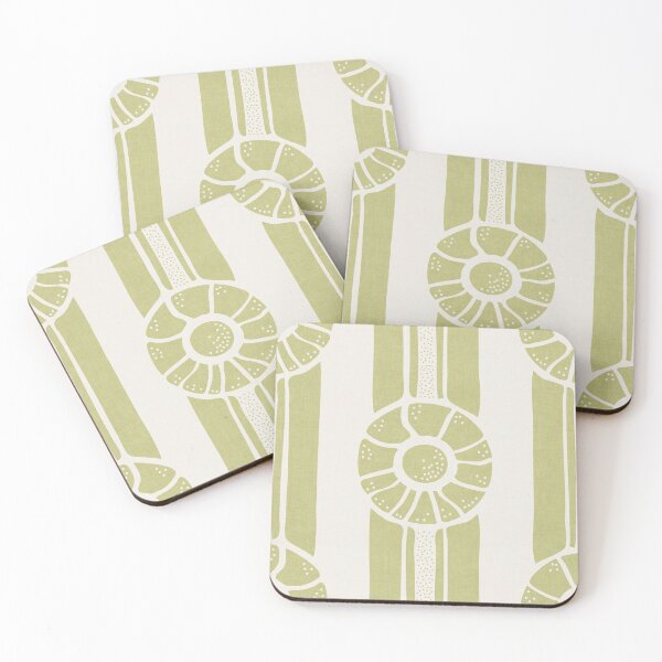 Item preview, Green Nautical Shell Cabana Stripes designed and sold by RenattaZare.