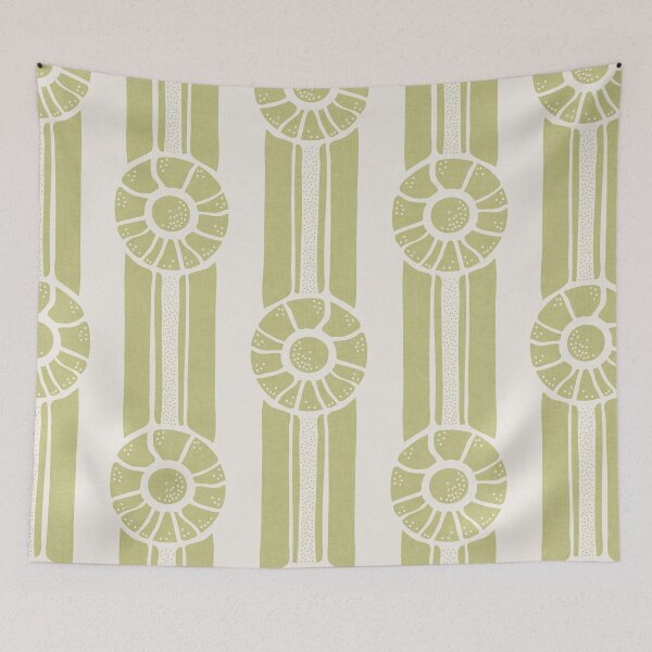 Item preview, Green Nautical Shell Cabana Stripes designed and sold by RenattaZare.