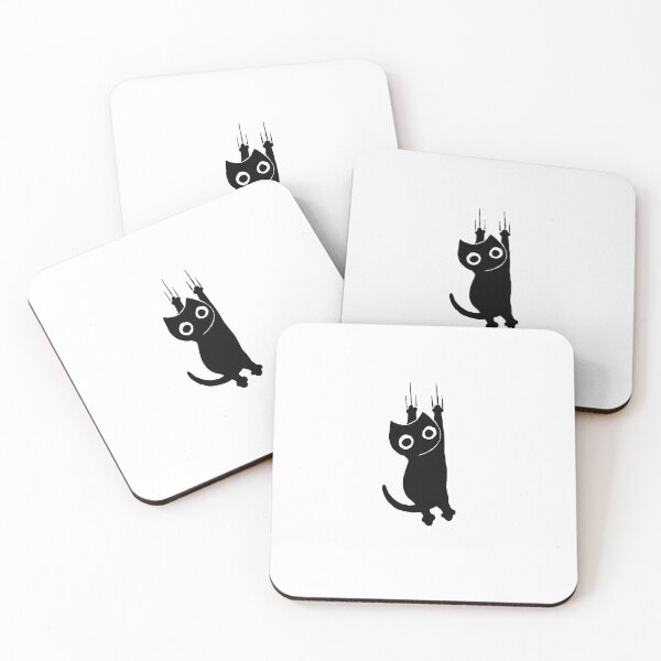 Item preview, Black Cat Holding On – Funny Hanging Kitty Claw Cartoon designed and sold by Silent.Lines.