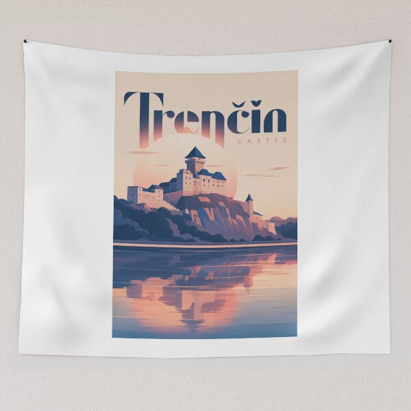 Item preview, Trenčín Castle Váh River Historic Fortress Slovakia designed and sold by Aryabek.