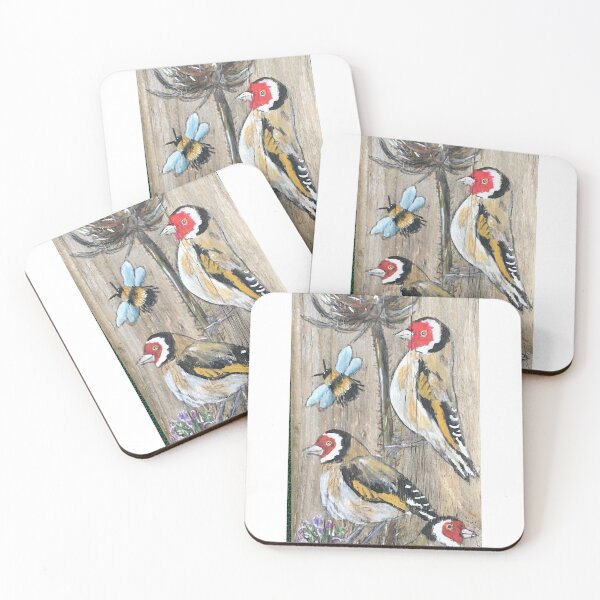 Item preview, A charm of goldfinches: acrylic painting on driftwood designed and sold by HollyAngharad1.