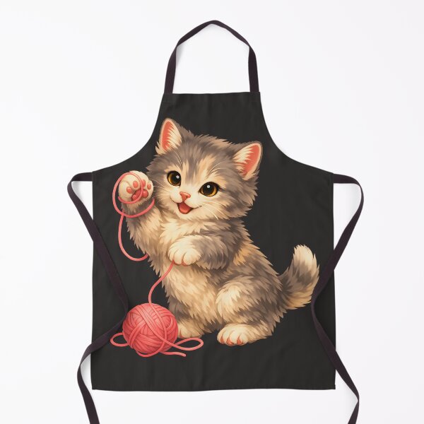Item preview,  Illustrated Playful Gray & Beige Kitten – Cute Yarn Cat Art designed and sold by Neo Tokio.