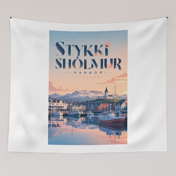 Item preview, Stykkishólmur Harbor Snæfellsnes Iceland Coastal Village designed and sold by Aryabek.