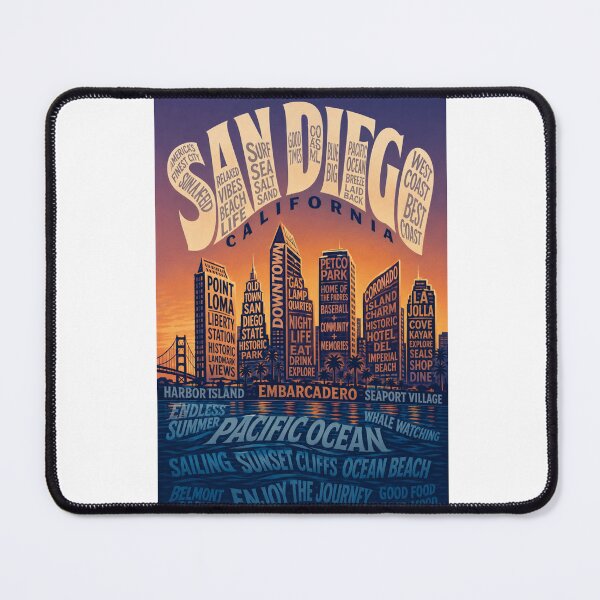Item preview, San Diego California Skyline Featuring Gaslamp Quarter Petco Park Coronado and La Jolla designed and sold by Aryabek.