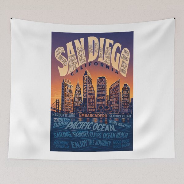 Item preview, San Diego California Skyline Featuring Gaslamp Quarter Petco Park Coronado and La Jolla designed and sold by Aryabek.