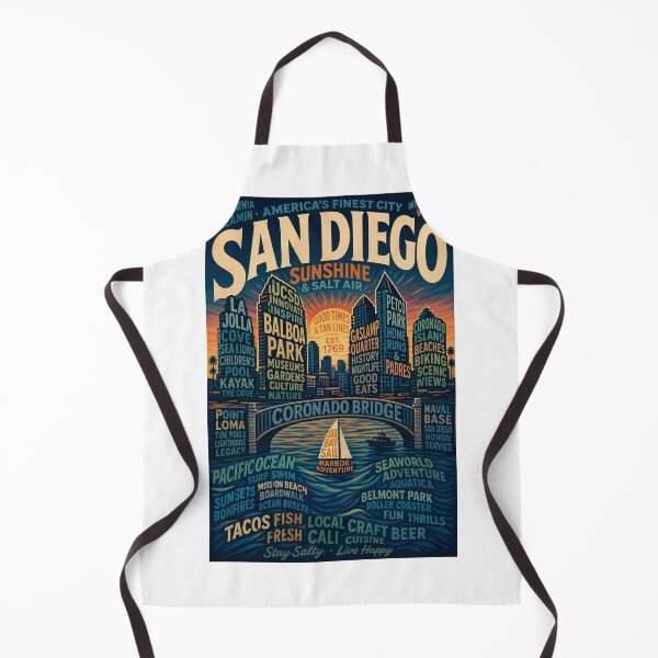 Item preview, San Diego California Coronado Bridge Skyline with Balboa Park UCSD and La Jolla Cove designed and sold by Aryabek.