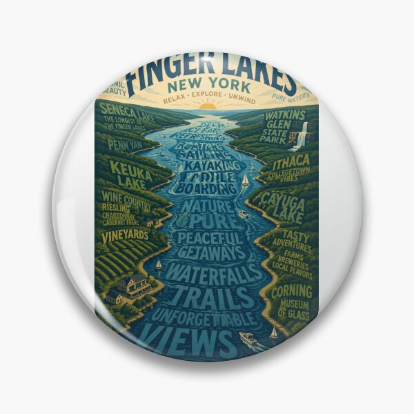 Item preview, Finger Lakes New York Scenic Waterways with Seneca Lake Watkins Glen and Cayuga Lake designed and sold by Aryabek.