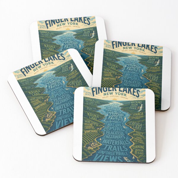 Item preview, Finger Lakes New York Scenic Waterways with Seneca Lake Watkins Glen and Cayuga Lake designed and sold by Aryabek.