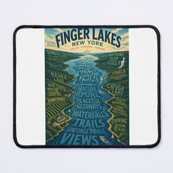 Item preview, Finger Lakes New York Scenic Waterways with Seneca Lake Watkins Glen and Cayuga Lake designed and sold by Aryabek.