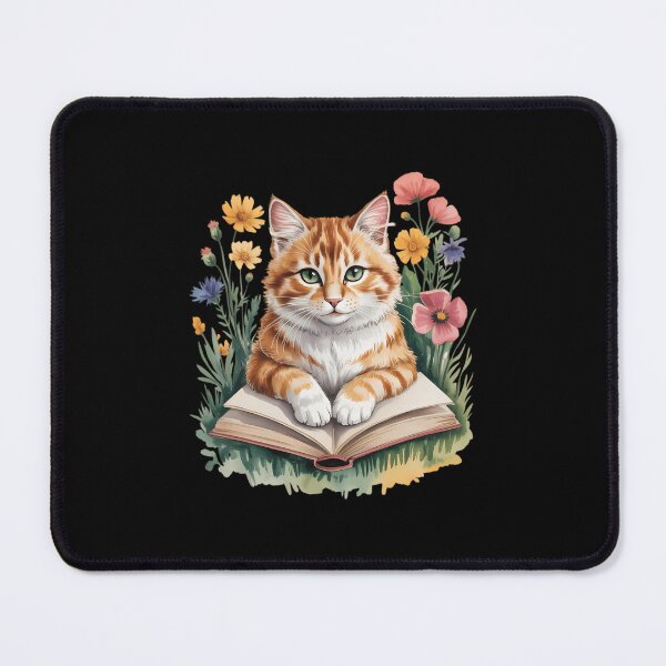 Item preview, Floral Cat Lover Cat BooK Cat Lover Her Cat Mom Cute Book Cat designed and sold by SapfireStuArt.