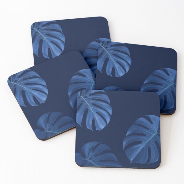 Item preview, Monstera Leaves in Deep Blue designed and sold by Owcomm.