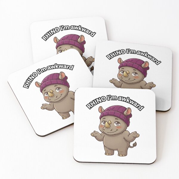 Item preview, Cute Awkward Rhino [Transparent Black Outline Edition] designed and sold by Anxiously Introverted.