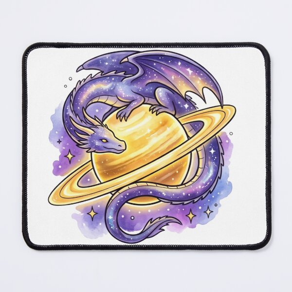 Item preview, Sleeping Celestial Dragon | Cosmic Saturn Fantasy Art | Galaxy Dragon Illustration designed and sold by Cosmic Doodle Co..