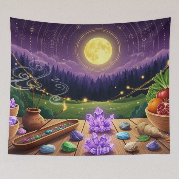 Item preview, Full moon altar - Crystals, incense, and vegetal offerings designed and sold by NeyhineAngelionShop.