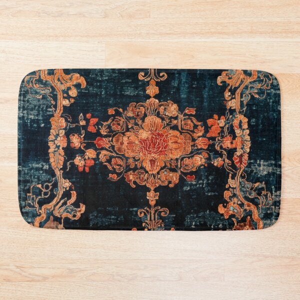 Item preview, 17th Century Antique Velvet and Silk Blue Shabby Carpet Print designed and sold by GrinGalore.