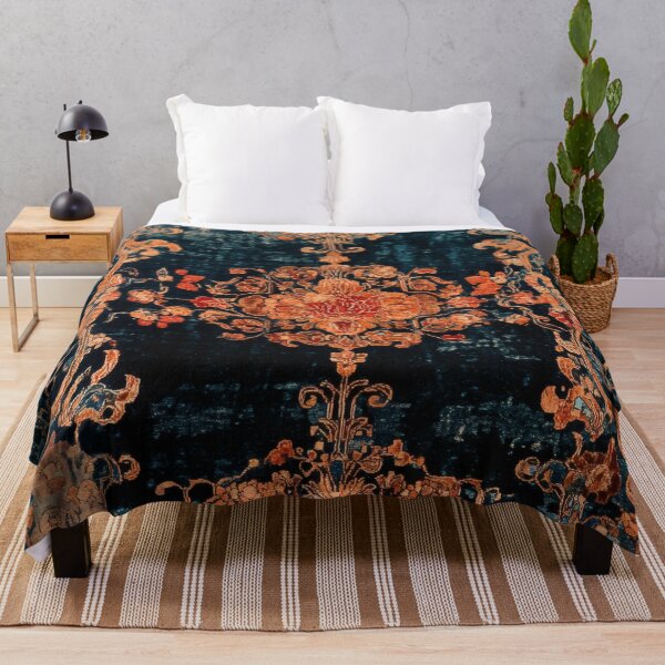 Item preview, 17th Century Antique Velvet and Silk Blue Shabby Carpet Print designed and sold by GrinGalore.