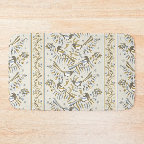 Item preview, White Ivory Folk Bird Garden Botanical Border designed and sold by RenattaZare.