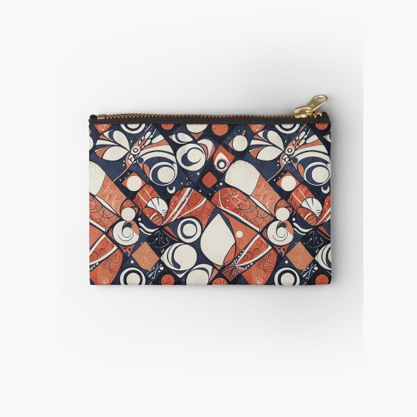 Artikelvorschau, Geometric abstract pattern design,  accented by coral red, navy, and ivory in a serene, balanced layout 3 entworfen und verkauft von Habatour Creations Exclusive Digital Art Products.
