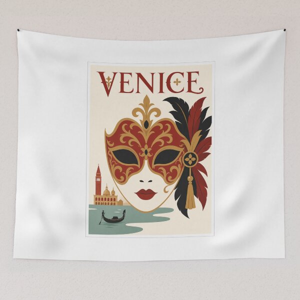 Item preview, Venice Carnival Mask Travel Poster designed and sold by Beyond Destinations.