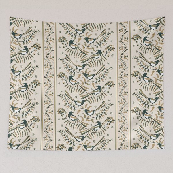Item preview, Ivory Folk Bird Garden Botanical Border designed and sold by RenattaZare.